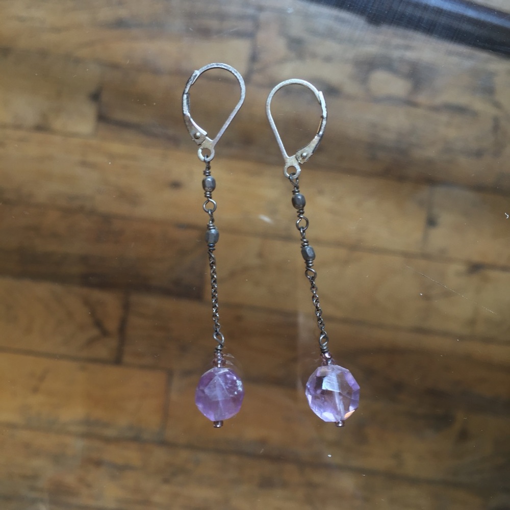 Sterling Silver & Amethyst Earrings - Made in CA